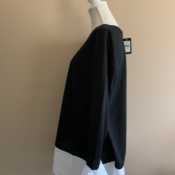 Black and White Long Sleeve Layered Look Top Shirt - Picture 4 of 10